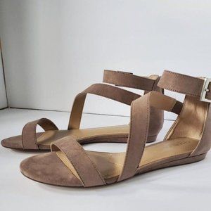 Charles David Zip Ankle Strap Gladiator Sandals Taupe Size 9M